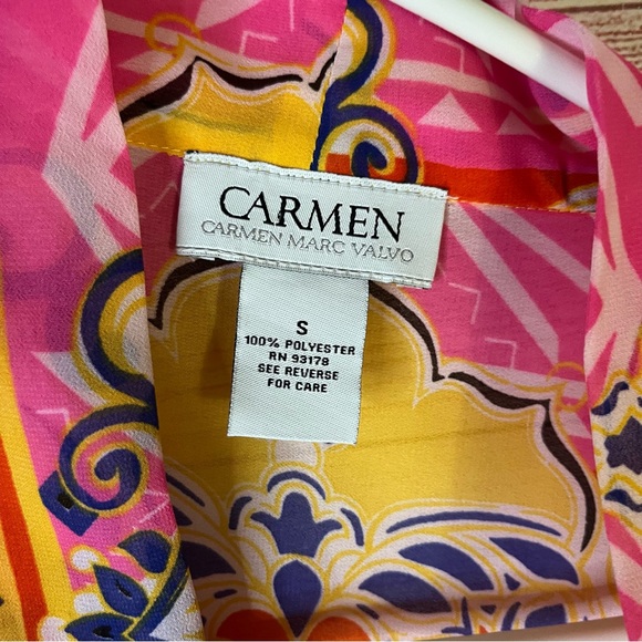 Carmen Marc Valvo Multicoloer Paisley Sheer Kimono Pullover Blouse Size Small - Picture 2 of 5